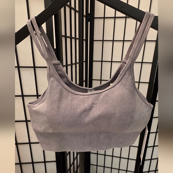 NWT Yogalicious Women's Gray Ribbed Sports Bra ~ Size Large - Picture 5 of 8